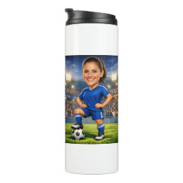 Custom Photo-Face Soccer/Football Star Caricature Thermosbecher