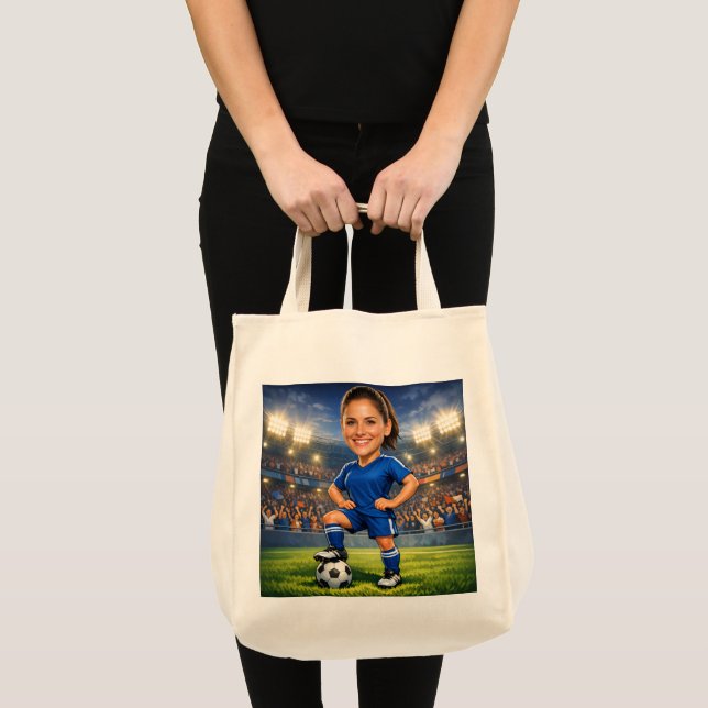 Custom Photo-Face Soccer/Football Star Caricature  Tragetasche (Vorderseite (Produkt))