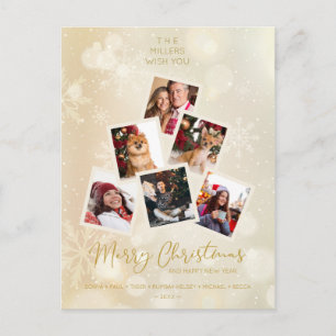 Custom Photo Family Christmas Tree Happy New Year Postkarte