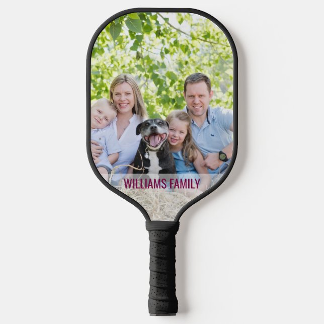 Custom Photo Family Collage Simple Elegant Picture Pickleball Schläger (Vorderseite)