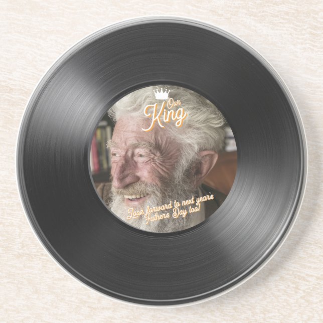 Custom Photo Father's Day Record Sandstone Getränkeuntersetzer (Vorne)