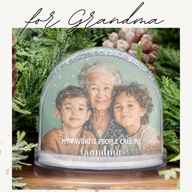 Custom Photo Favorite People Call Me Grandma Schneekugeln (Personalized photo snow globe for Grandma)