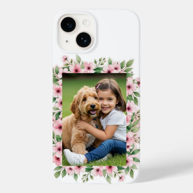 Custom Photo Floral Frame Special Gift for beloved Case-Mate iPhone Hülle (Rückseite)