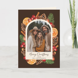 Custom Photo Folded Rustic Citrus Christmas Feiertagskarte