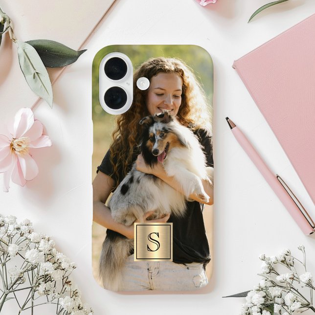 Custom Photo Gold Frame and Black Monogram Case-Mate iPhone Hülle (Von Creator hochgeladen)