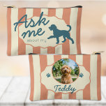 Custom Photo Golden Doodle Ask Me About My Dog Zubehörtasche<br><div class="desc">Spark joyful conversations wherever you go with this charming "Ask me about my" Golden Doodle accessory pouch. The front features a stylish teal dog silhouette against trendy terracotta and cream stripes, creating a modern boho look. Make it truly yours by personalizing the back with your favorite soulful memories through a...</div>