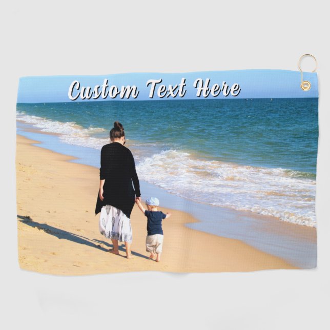 Custom Photo Golf Towel Gift Personalized Text Golfhandtuch (Horizontal)