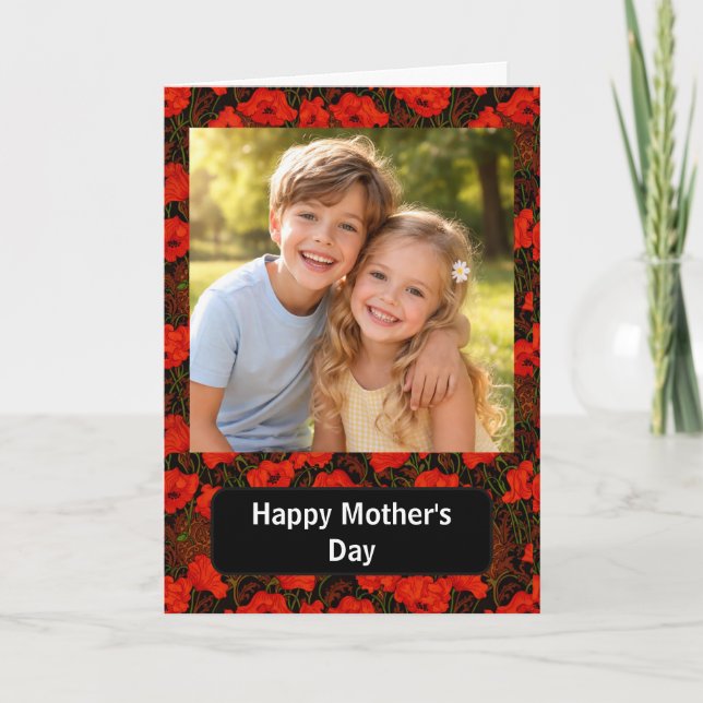 Custom Photo Happy Mother’s Day floral Poppies Karte (Vorderseite)