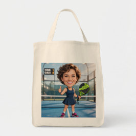 Custom Photo Head Padel/Pickleball Player Caricatu Tragetasche