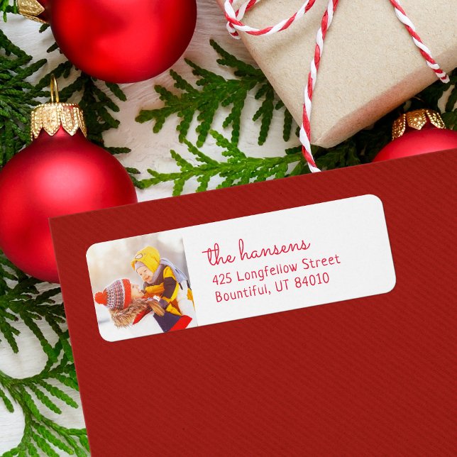 Custom Photo Holiday Return Address Labels (Von Creator hochgeladen)