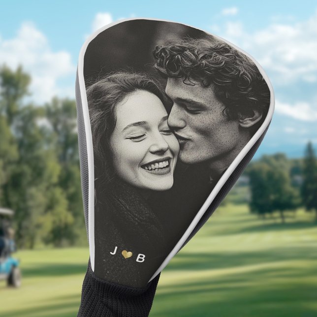 Custom Photo Initial Heart Monogram Couples Golf Headcover (Von Creator hochgeladen)