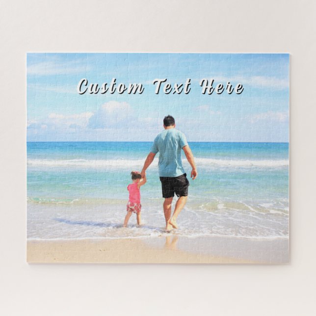 Custom Photo Jigsaw Puzzle Gift Personalized Text (Horizontal)