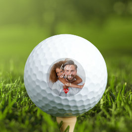 Custom Photo l Best Dad Ever & Cute Red Heart Golfball