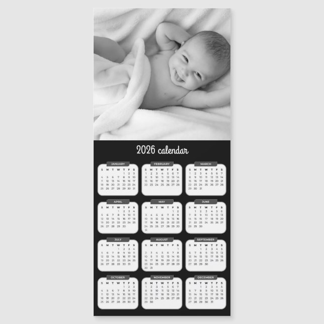 Custom Photo Magnet 2026 Calendar Card (Vorderseite)
