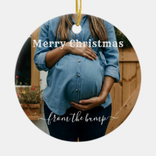 custom photo merry Christmas from the bump Keramik Ornament