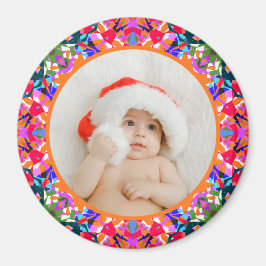 Custom Photo Merry Christmas Modern Colorful Magnet