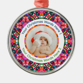Custom Photo Merry Christmas Modern Colorful Ornament Aus Metall