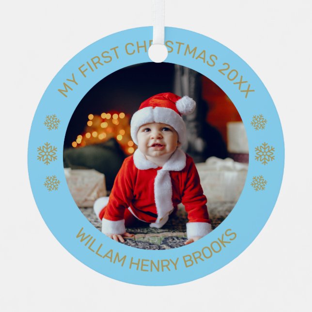 Custom Photo Metal Circle Christmas Ornament (Vorderseite)
