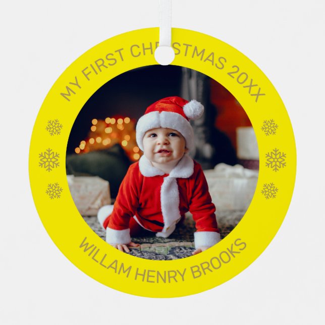 Custom Photo Metal Circle Christmas Ornament Aus Metall (Vorderseite)