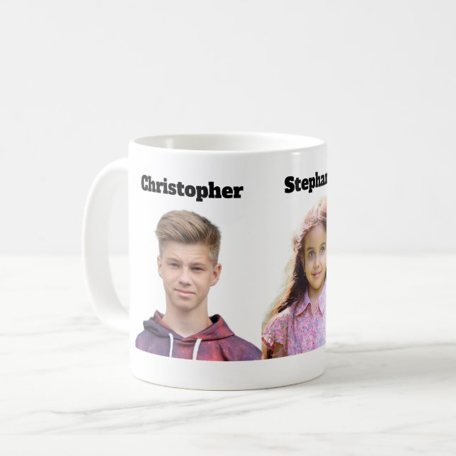 Custom Photo Mug 3 Photo Face Cutout Kaffeetasse (Vorderseite Links)