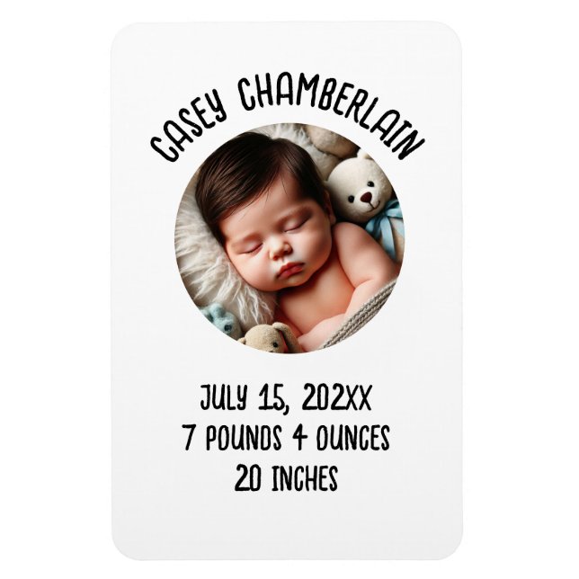 custom photo newborn baby announcement magnet (Vertikal)