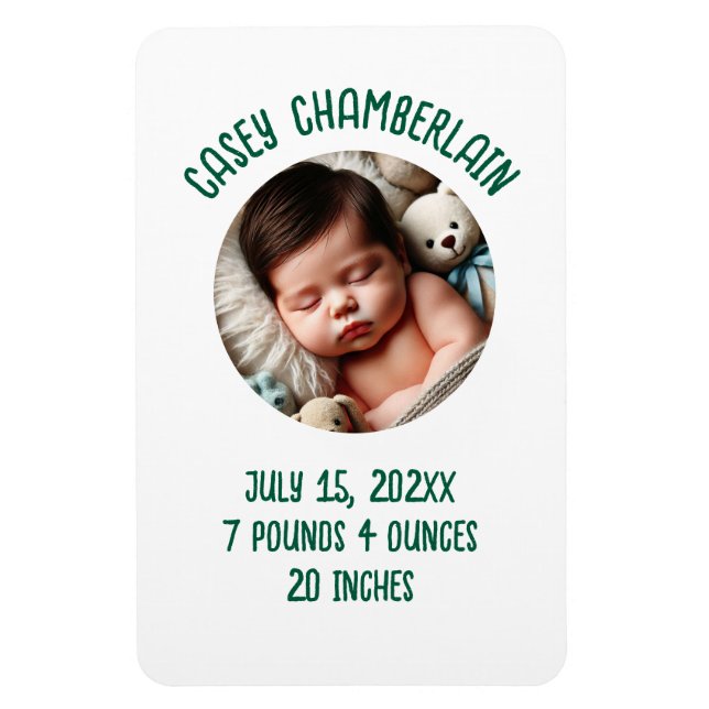 custom photo newborn baby announcement magnet (Vertikal)