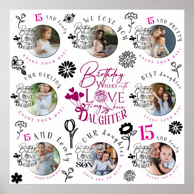 Custom Photo Pattern Daughter Birthday Poster (Vorne)