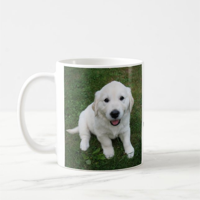 Custom  Photo Pet Simple Modern Name Kaffeetasse (Links)