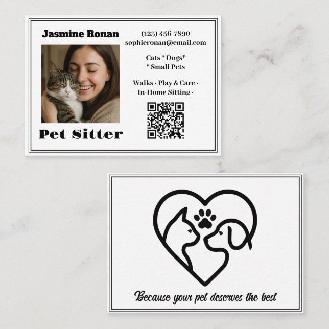 Custom Photo Pet Sitter Business Card  Visitenkarte (Vorne/Hinten)