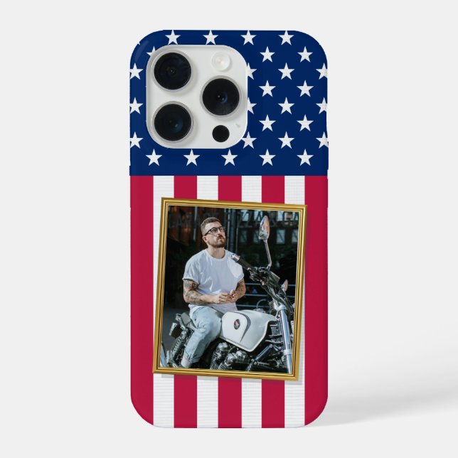 Custom Photo Phone Case, USA Flag Patriotic iPhone Hülle (Rückseite)