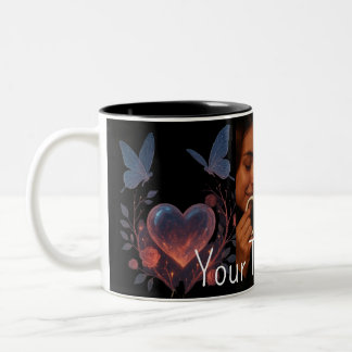 Custom Photo Romantic Coffee Mug Glowing Heart Zweifarbige Tasse