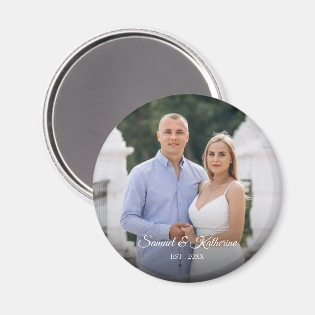Custom Photo Romantic Keepsake with Names & Date Magnet (Vorderseite/Rückseite)