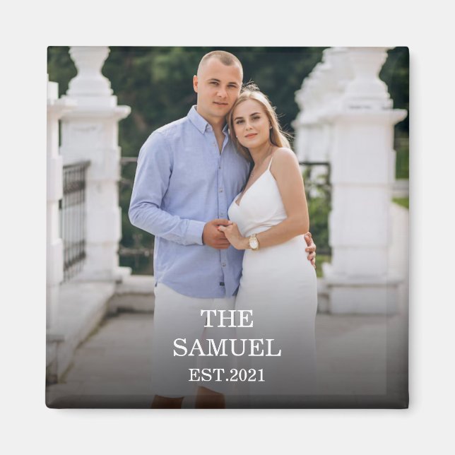 Custom Photo Romantic Keepsake with Names & Date Magnet (Vorne)