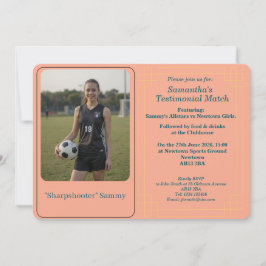 Custom Photo Soccer Testimonial Match Invitation Feiertagskarte