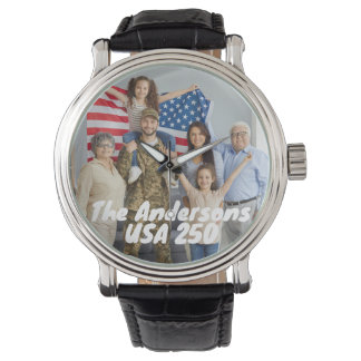 Custom Photo & Text America 250 Years Armbanduhr
