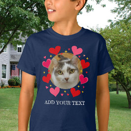 Custom Photo Text Red Hearts Personalized Kids T-Shirt