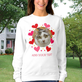 Custom Photo Text Red Love Hearts Personalized Sweatshirt