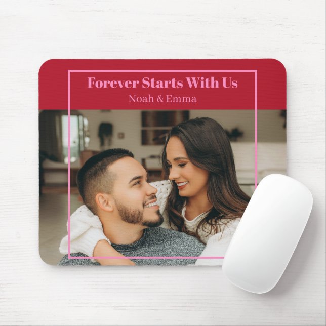 Custom Photo & Text Romantic Gift - Personalized  Mousepad (Mit Mouse)