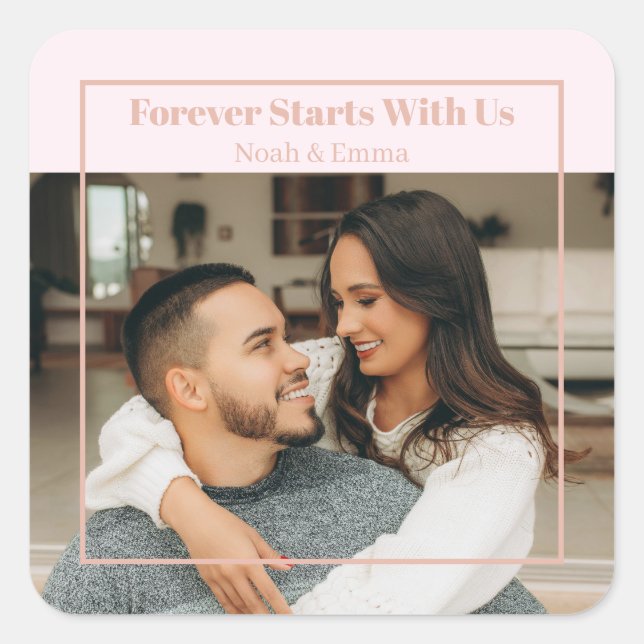 Custom Photo & Text Romantic Gift - Personalized  Quadratischer Aufkleber (Vorderseite)