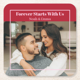 Custom Photo & Text Romantic Gift - Personalized  Rechteckiger Pappuntersetzer