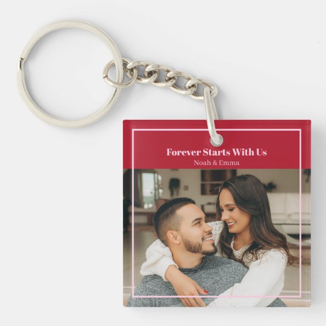 Custom Photo & Text Romantic Gift - Personalized  Schlüsselanhänger (Vorderseite)