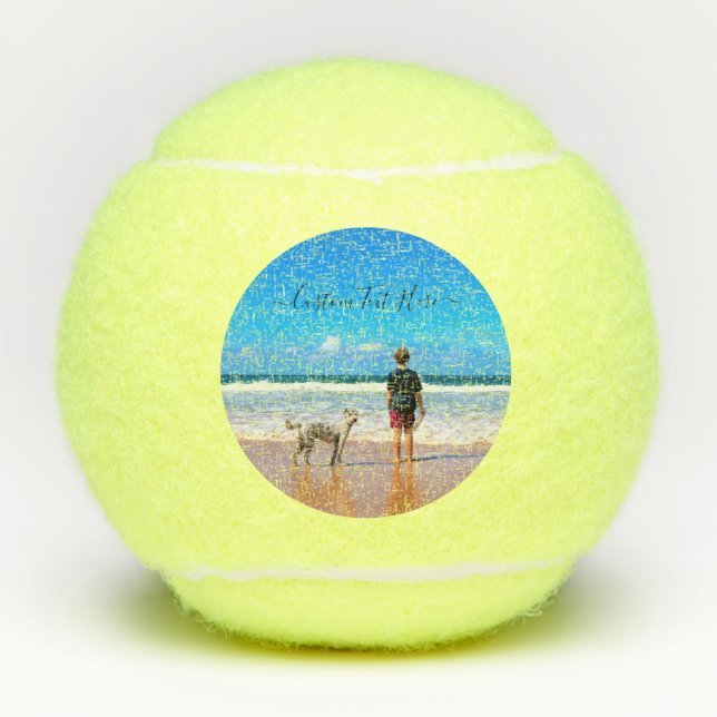Custom Photo Text Tennis Balls Your Pet Photos Tennisbälle (Vorderseite)
