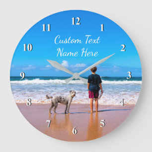 Custom Photo Text Wall Clock Your Design With Pets Große Wanduhr
