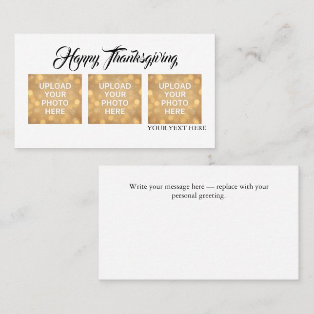 Custom Photo Thanksgiving Greeting  Visitenkarte (Vorne/Hinten)