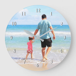 Custom Photo - Unique Your Own Design - Best DAD Große Wanduhr