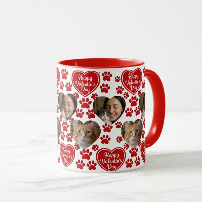 Custom Photo Valentine’s Day Cat Lover Mug  Tasse (VorderseiteRechts)