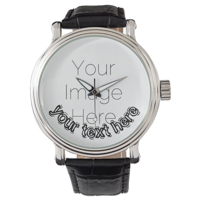 Custom Photo with Personalized text  Armbanduhr (Vorderseite)