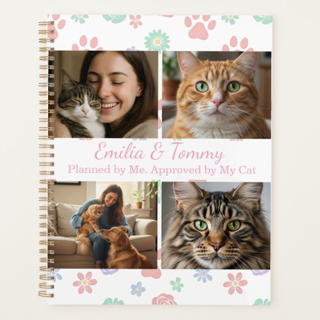 Custom Photos and Names Planner Cover Cat Lovers Planer (Vorderseite)