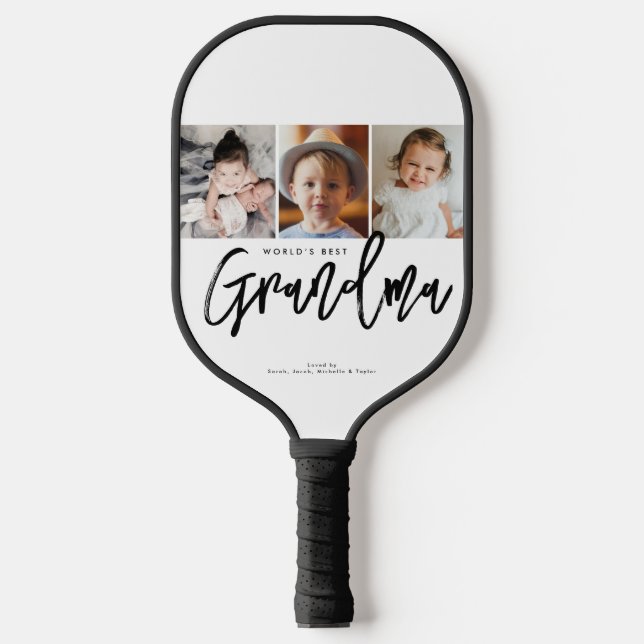 Custom Photos Personalized World’s Best Grandma Pickleball Schläger (Vorderseite)