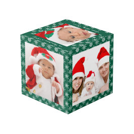 Custom Photos Santa Baby Green With Snowflakes SQ Würfel